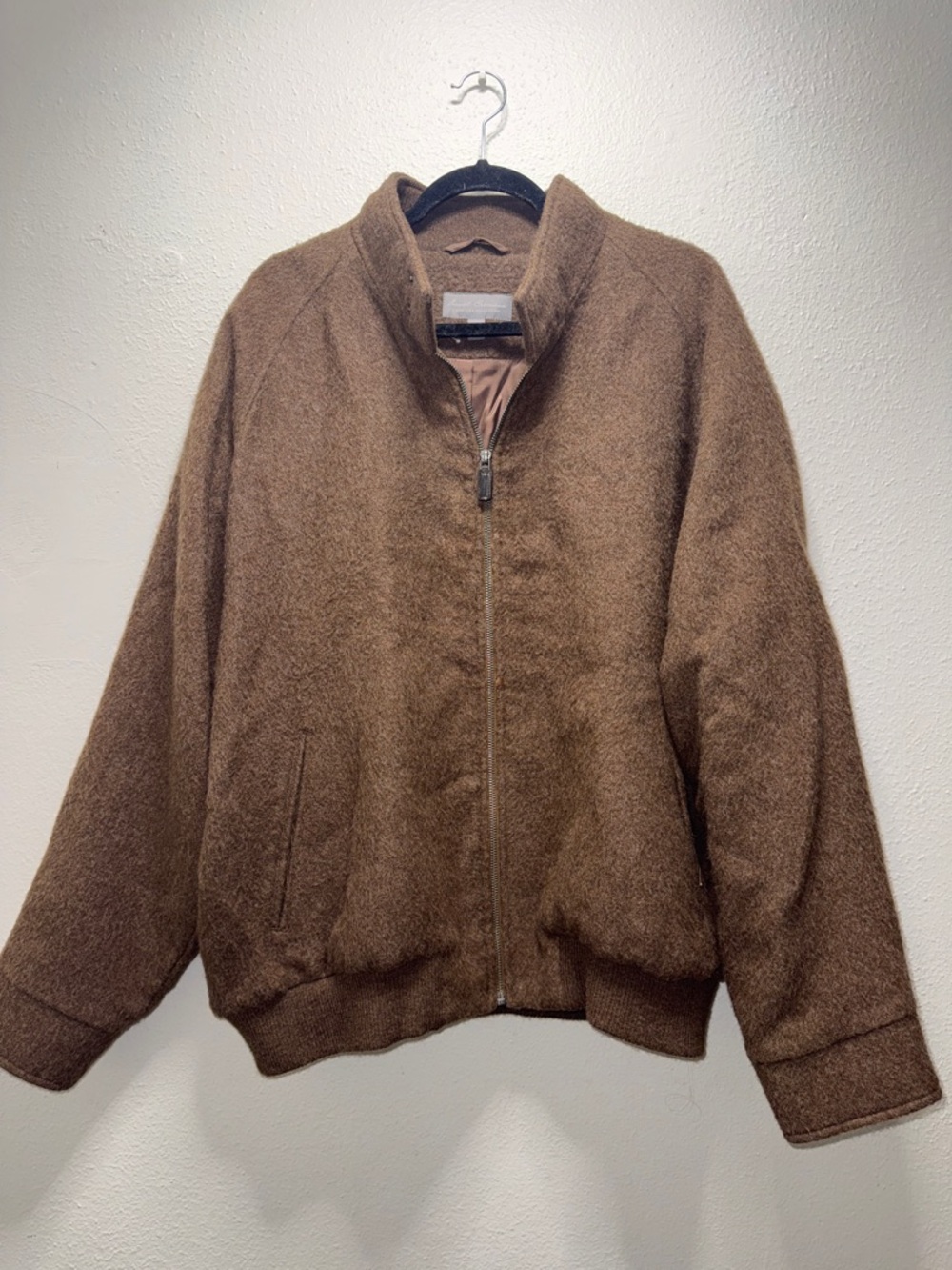 Daniel Cremieux 99% Alpaca / 1% Silk Brown Wool-Blend Bomber Jacket